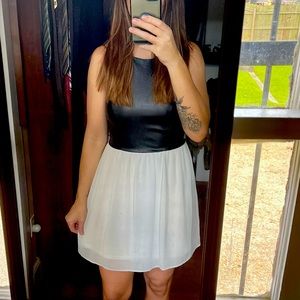 Gianni Bini faux leather and white dress.